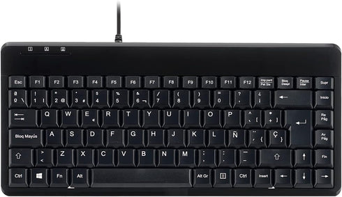 Perixx PERIBOARD-409U ES Mini USB Teclado QWERTY Español con Ñ tecla, Negro Brillante