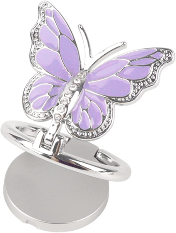 Omorro Phone Ring Holder, Bling Metal Cute Butterfly Kickstand, 360° Rotation Adjustable Grip for Smartphones