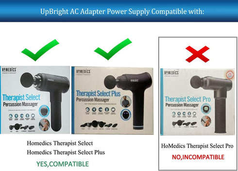 UpBright 12.8V AC Adapter Compatible with HoMedics Therapist Select HHP-715 HHP715 Plus HHP-745 HHP745 Massage Gun Percussion Massager 0.5A Battery Charger Power Supply(Not fits Therapist Select Pro.)
