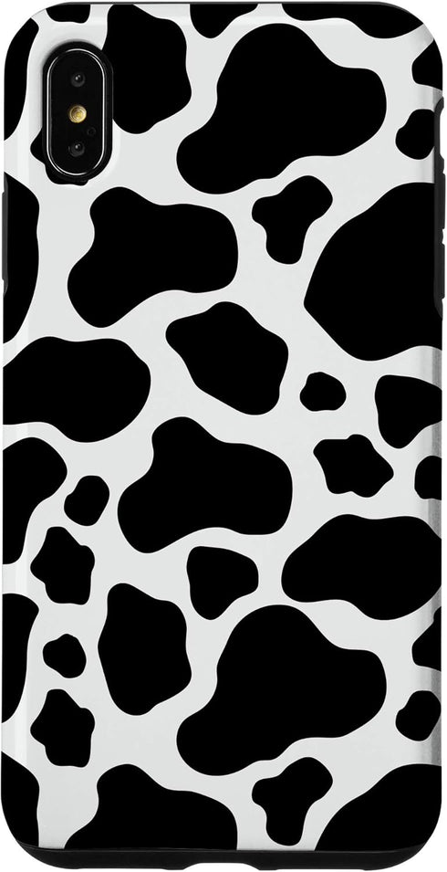 Fun Black and White Cow Print Phone Case for iPhone XS Max - Stylish and Unique Protection!