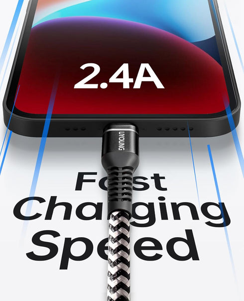 6ft iPhone Charger Cord, 3 Pack 6feet Nylon Braided USB Fast iPhone Charging Cable Compatible with iPhone 14/13/12/11/X/XS/XR/XS Max/8/7/6/5S/SE, iPad Pro/Mini/Air(Black) by UYOUNG