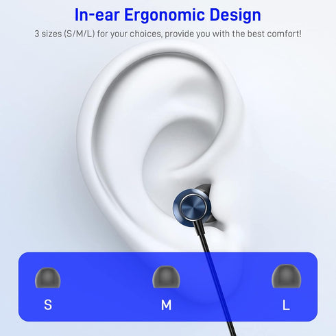USB C Earbuds for Google Pixel 8, iPhone 15 Plus, Galaxy S24, OnePlus, Wired Type C Earphones with Microphone, Blue.