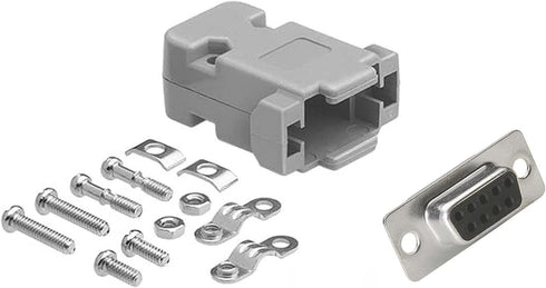 CompuCablePlusUSA.com DB9 Female Solder Cup Connector Plastic Hood DIY Kit - Includes DB9 Connector, Plastic Hood, and