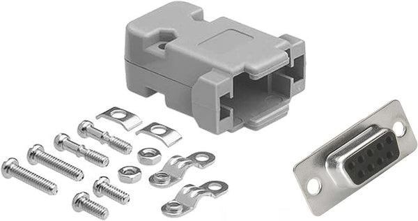 CompuCablePlusUSA.com DB9 Female Solder Cup Connector Plastic Hood DIY Kit - Includes DB9 Connector, Plastic Hood, and