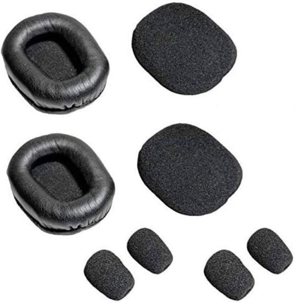 Global Teck Ear Pad Cushion Kit for Blue Parrott B350-XT Bluetooth Headset, 2 Leather Cushions, 2 Foam Earpads, 4