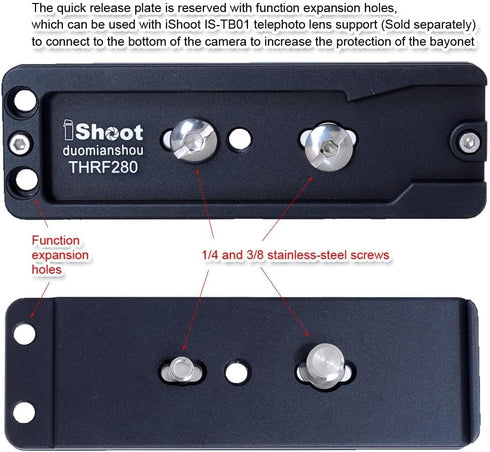 iShoot Arca-Swiss Fit Quick Release Plate - Compatible with Canon RF 200-800mm F6.3-9 IS USM Tripod Mount Ring