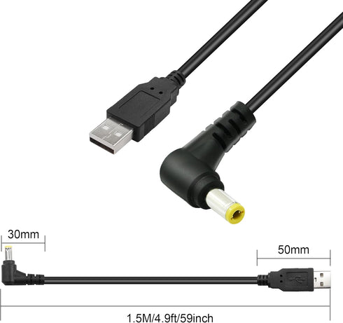 GINTOOYUN USB to DC Power Cable, USB 2.0 Male to 90 Degree Angle DC5525 Male Power Extension Charge Cord for LED Strip,