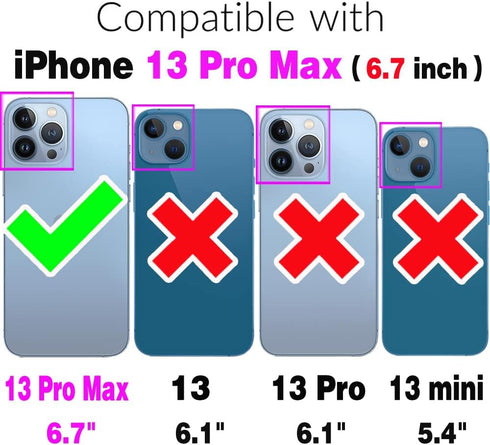 Asuwish Phone Case for iPhone 13 Pro Max 2021 6.7 inch Wallet Cover with Tempered Glass Screen Protector and RFID Ring Card Holder Cell iPhone13promax 5G i Phone13Max Plus iPhone13 ProMax Women Red
