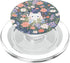 Cute White Cat in Spring Flowers, Botanical Floral PopSockets PopGrip for MagSafe