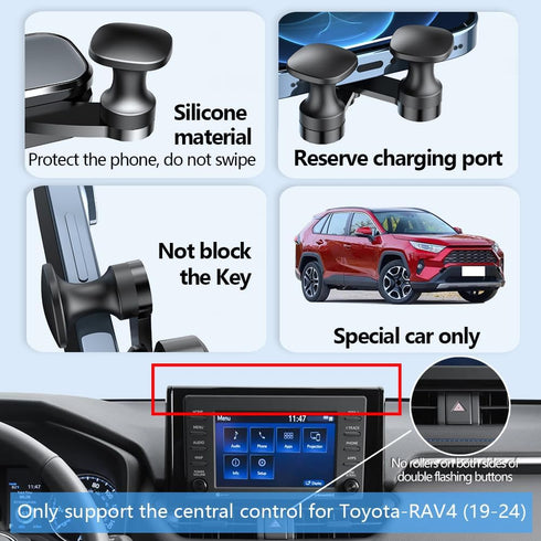 Car Phone Holder for 2019-2024 Toyota RAV4, Navigation Screen Bracket for Mobile Cellphone Mount
