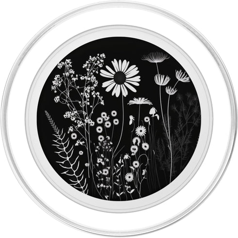 Wildflower Floral Design Feminine Black PopSockets MagSafe PopGrip for iPhone
