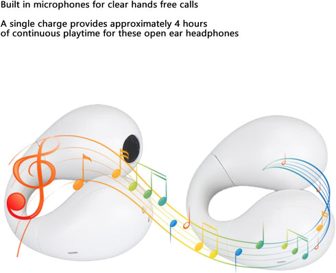 Open Ear Clip Headphones - Bluetooth Earbuds with Built-in Mic, Ear Hooks, LED Display Charging Case, and IPX5