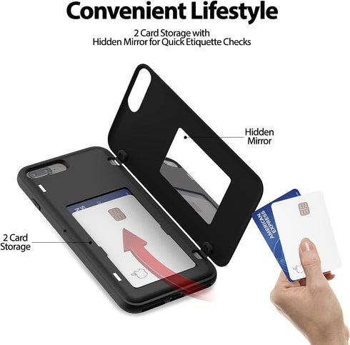 GOOSPERY iPhone 8 Plus Case, Wallet Case with Card Holder, Protective Dual Layer Bumper, Black