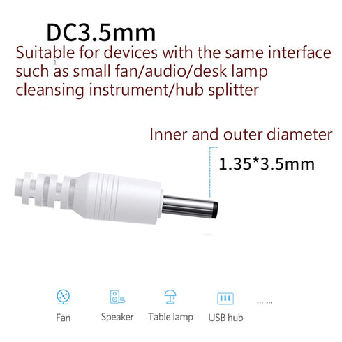 generic 3.5 1.35mm Straight Power Connector Adapter X Plug to USB Power Cable for Table Lamp