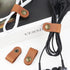 5 Pieces PU Leather Cord Organizer, Reusable Cable Keeper for Headphones and Earbuds (Brown)
