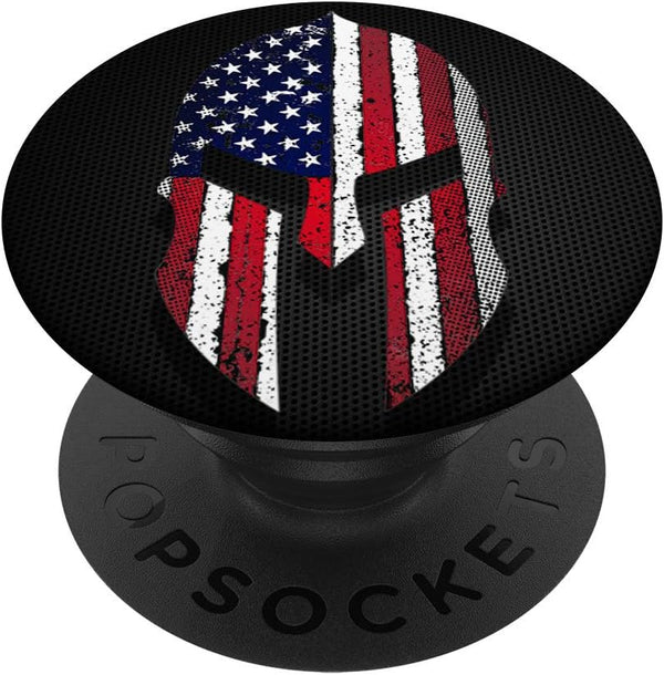 Epic Patriotic Gladiator Flag Spartan Helmet PopSockets Swappable PopGrip American Flag