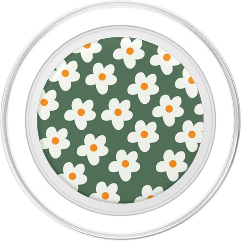 Retro 60s Flower Vintage Floral Pattern Sage Green Groovy PopSockets MagSafe PopGrip for iPhone