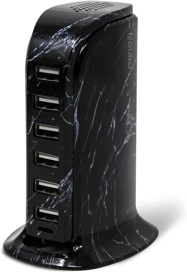 Aduro 40W 6-Port USB Desktop Charging Station Hub Wall Charger for iPhone, iPad, Tablets with Smart Flow