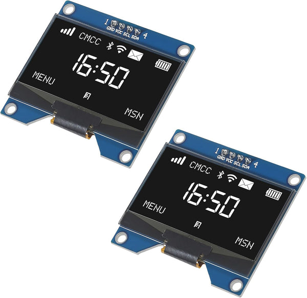 JUZITAO 2PCS 1.54 Inch OLED Module 12864 128x64 White SSD1309 Driver IIC Serial
