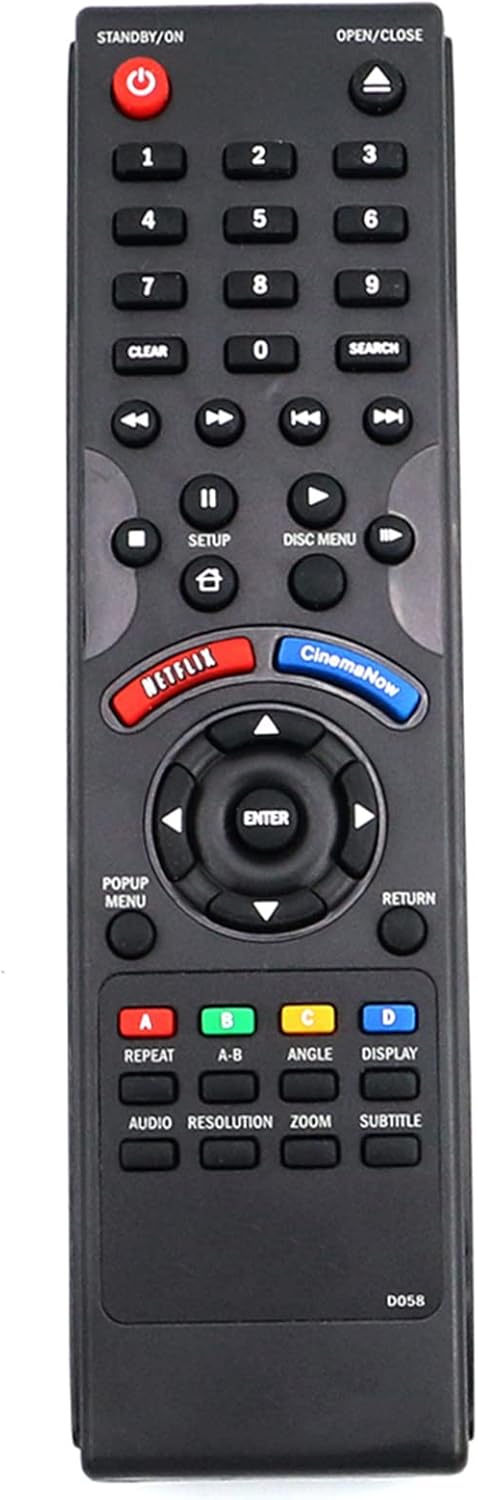New D058 Replacement Remote Control, Compatible with Dynex Blu-ray Disc DVD Player Models