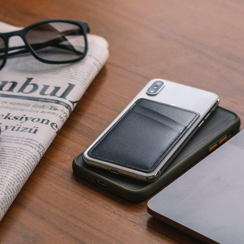 Phone Card Holder for Back of Phone, Leather Phone Wallet Stick On, Credit Card Holder for Phone Case Compatible with