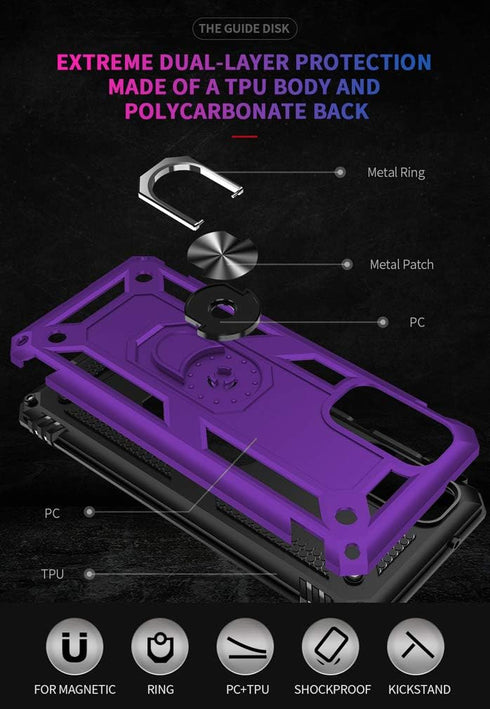 Samsung Galaxy S20 FE Case with Screen Protector - Military Grade 16ft Drop Tested Cover, Magnetic Kickstand, Purple