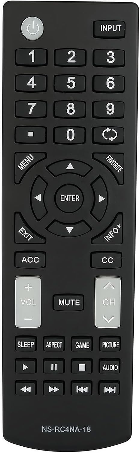 Replacement Remote NS-RC4NA-18 for Insignia TV Models NS-32D311NA17, NS-40D420NA18, NS-49D420NA18, NS-55D420NA18