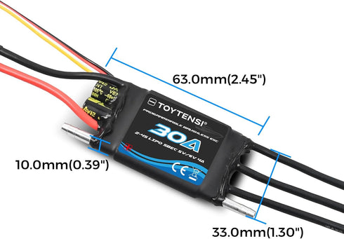 TOYTENSI 30A 24S XT60 3.5mm Water-Cooled Brushless Marine ESC for RC Boat, Boat ESC with & Bullet Connectors
