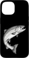 Salmon Fish Angler Fisherman Art Vintage Salmon Fish Fishing Fisherman Angler Black and White Case for iPhone