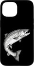Salmon Fish Angler Fisherman Art Vintage Salmon Fish Fishing Fisherman Angler Black and White Case for iPhone
