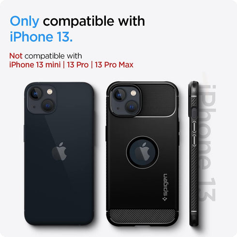 Spigen Rugged Armor Case for iPhone 13 (2021), Matte Black