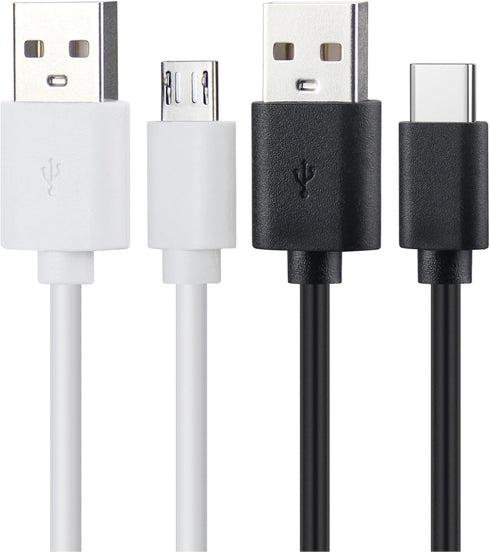 Smays Alexa Cable Replacement for Dot 1st Gen & 2nd Gen, 6 ft USB-C & Micro-USB Charger Cord, 2-Pack for Car Auto