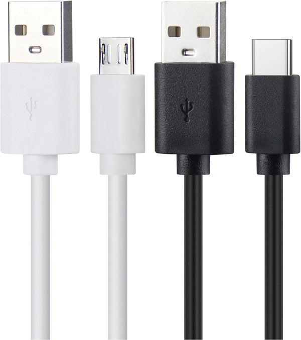 Smays Alexa Cable Replacement for Dot 1st Gen & 2nd Gen, 6 ft USB-C & Micro-USB Charger Cord, 2-Pack for Car Auto