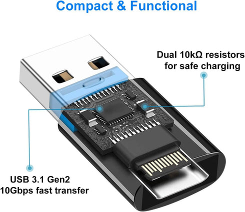 USB to USB C Adapter, USB C Female to USB 3.1 Male, Compatible with iPhone 11 12 13 14 Pro Max, Samsung