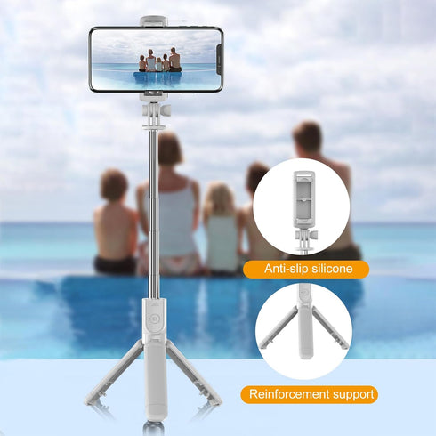 Jectse 65mm 88mm, BT Selfie Stick Tripod, Adjustable Height with Wireless Remote and Foldable Stand, Compatible