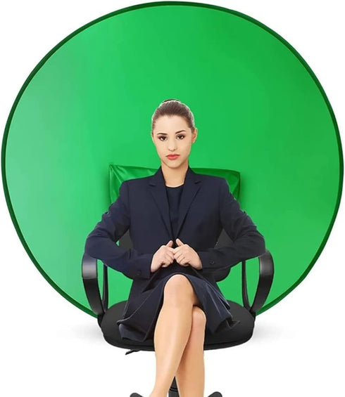 Denash Green Screen Backdrop, 56" Diameter Foldable Green Background, Portable Webcam Background for