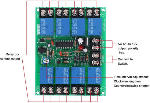 Power Time Sequence Board, 8-Channel QF-S10-8 Adjustable Delay Relay Board, Time Sequence Module Electronic Components