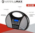 HANNLOMAX HX-510R Portable AM/FM Radio with Bluetooth, USB/SD Port for MP3 Playback, Aux-in, Black