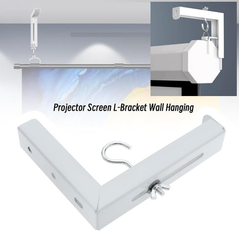 The Lord of the Tools Projector Screen L-Bracket Mounting Hanger Holder Wall or Ceiling Mount Stand Adjustable Extension with Hook Hold Up to 20KG