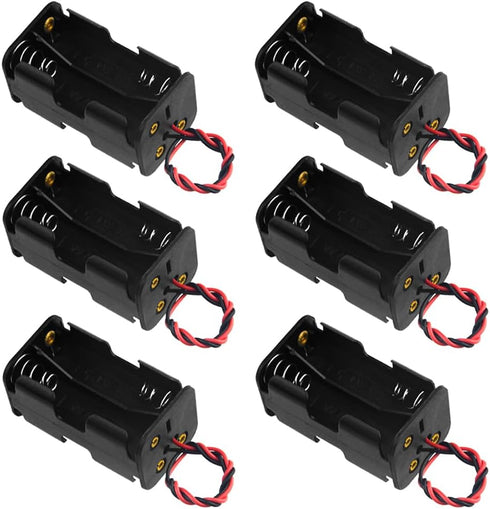 WMYCONGCONG 6 PCS 4 x 1.5V AA Battery Holder Case Box with Black Red Wire Leads