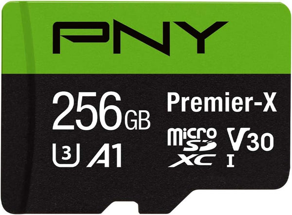 PNY 256GB Premier-X microSDXC Flash Memory Card - Class 10 U3 V30, 100MB/s, A1, 4K UHD, Full HD, UHS-I