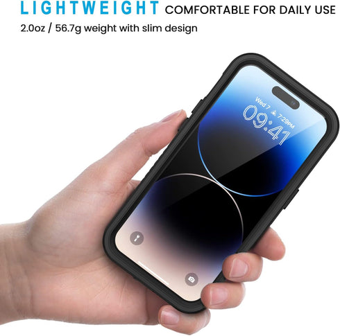 Lanhiem Waterproof Case for iPhone 14 Pro Max, IP68 Dustproof with Built-in Screen Protector, Rugged Shockproof Cover