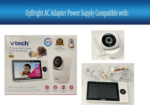 UpBright 5V AC/DC Adapter Power Supply Charger for VTech VM901 5" Smart Wi-Fi Video Baby Monitor VM 901 BU Camera
