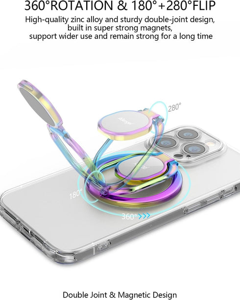 Magnetic Phone Grip for MagSafe Ring Holder - Allengel Gym Magnetic Grip with Adjustable Stand for iPhone 14/13/12