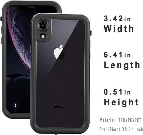 Compatible Apple iPhone XR Case, Full-Body Protective Waterproof, Shockproof Clear Cover for iPhone XR (6.1 Inch, Black)