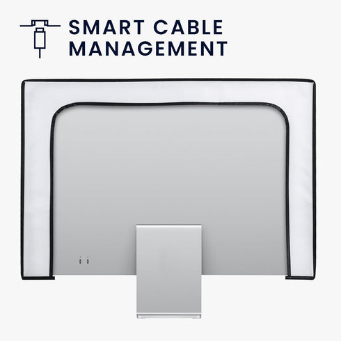 27-28" kwmobile Monitor Cover Compatible with Monitor - Dust Cover Computer Screen Protector - White
