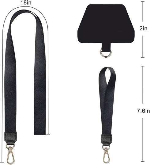 SHANSHUI Universal Phone Lanyard, Neck Strap and Wrist Tether Key Chain Holder for All Smartphones - Black