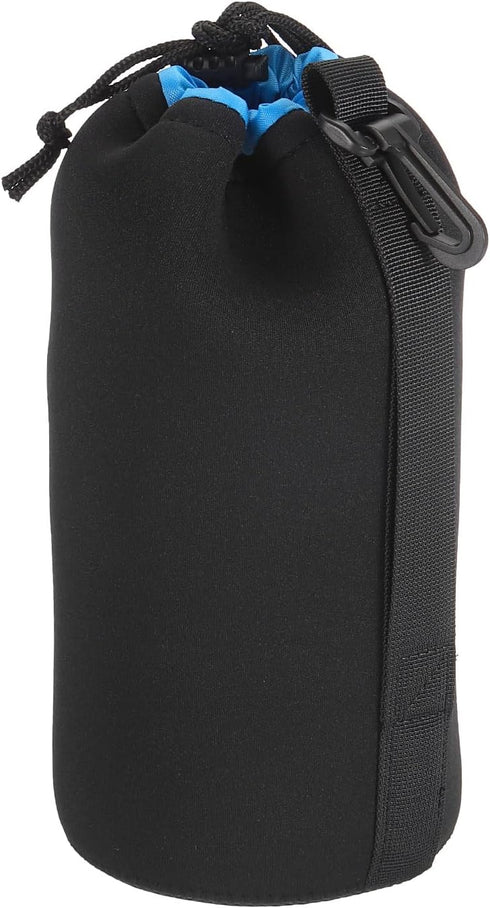 PATIKIL 3.9" ID x 9.8" H Camera Lens Bag, Drawstring Pouch with Thick Neoprene, Black, Blue