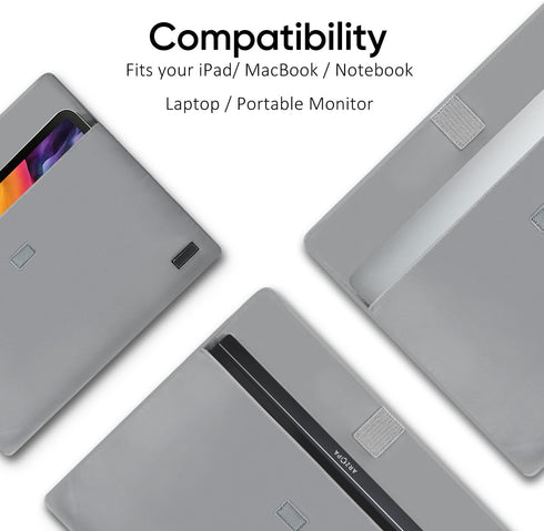 ARZOPA 16.1" Travel Monitor Sleeve - Grey PU Leather Case