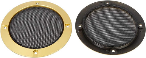 X AUTOHAUX 2pcs 4" Car Metal Audio Speaker Cover, Black Glossy Mesh Subwoofer Grill Horn Guard, Decorative Circle